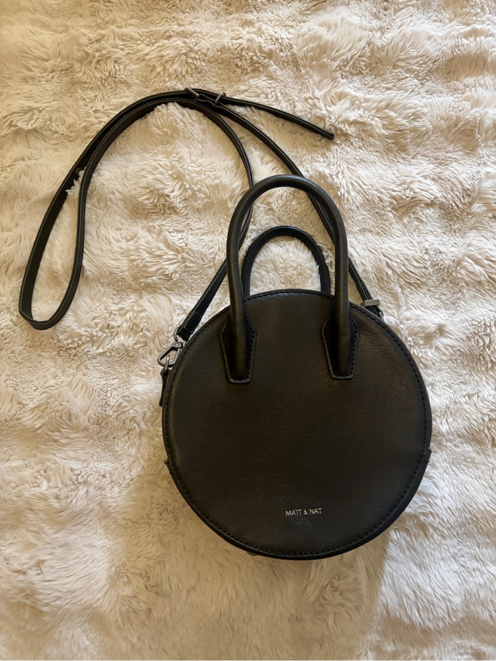 Matt & Nat Black Round Mini Crossbody Bag